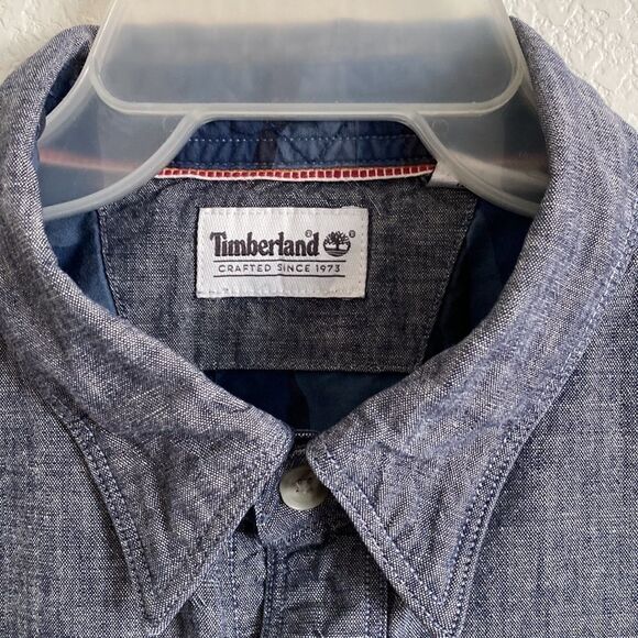 TIMBERLAND Men’s 100% Cotton Denim Like Shirt Size M - Picture 2 of 5